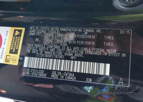 2015 Lexus Rx 350 z USA, uszkodzony, nr VIN 2T2ZK1BA9FC182983